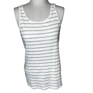 Eileen Fisher White and gray tank top organic cotton scoop neck women's medium